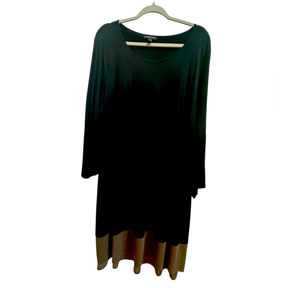 Eileen Fisher Black and Brown Midi Dress
